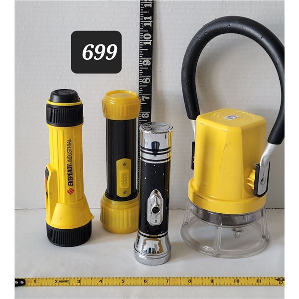 1950's/ 60's Metal Eveready flashlight & group of newer eveready & starlight models.