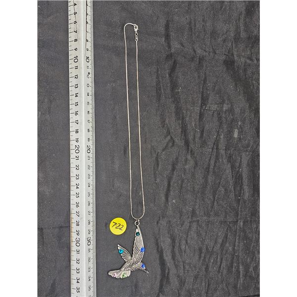 .925 Sterling Silver Chain 18.5”, Hummingbird Pendant
