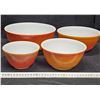 Image 1 : Four Piece Set Pyrex Mixing Bowls – Flameglo