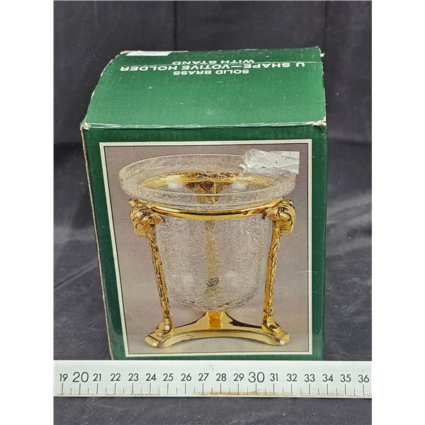 Solid Brass Votive Holder w/ Stand in Original Box