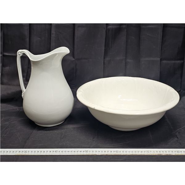 White Pitcher & Bowl (No Chips or Cracks) – Both Made in England