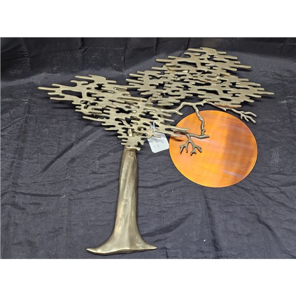 Heavy Brass/Copper Tree & Sun Wall Hanging Décor