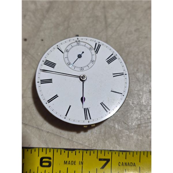 ANTIQUE FUSEE P/W MOVEMENT KEY WIND, NO KEY,43MM, RUNS