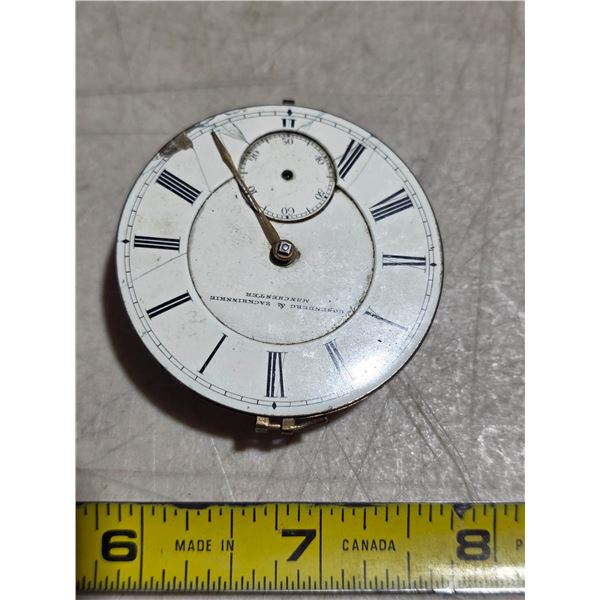 ANTIQUE FUSEE P/W MOVEMENT K/W, NO KEY,48.8MM, PRTS,BAL OK