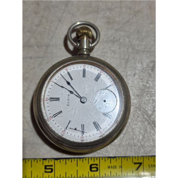 VINTAGE 18S ELGIN POCKET WATCH, RUNS
