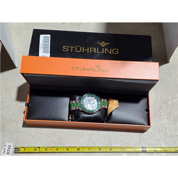 NOS STUHRLING, QTZ CHRONOGRAPH, DATE @4, RUNS AS IT SHOULD