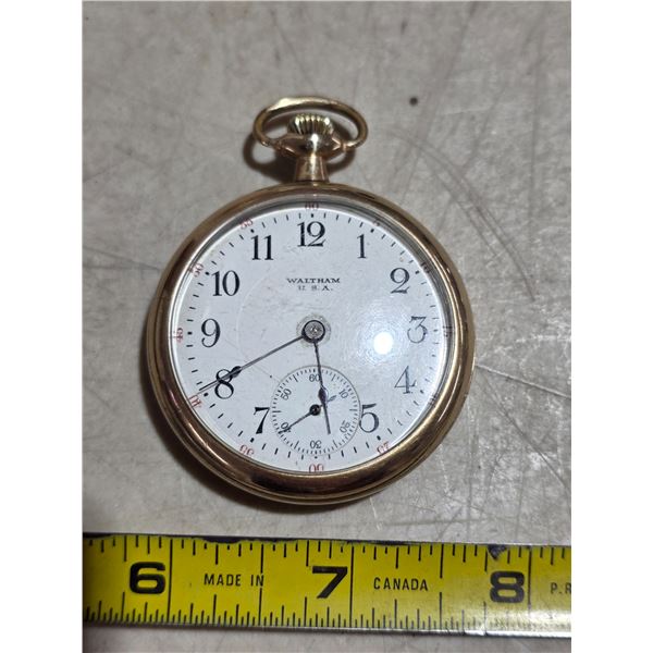 VINTAGE 16S 17J WALTHAM 625  POCKET WATCH, RUNS
