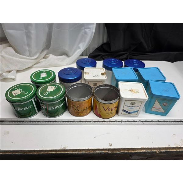 Assortment of tobacco tins