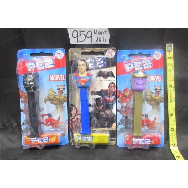 3 Different Marvel-DC N.O.S Pez Dispensers