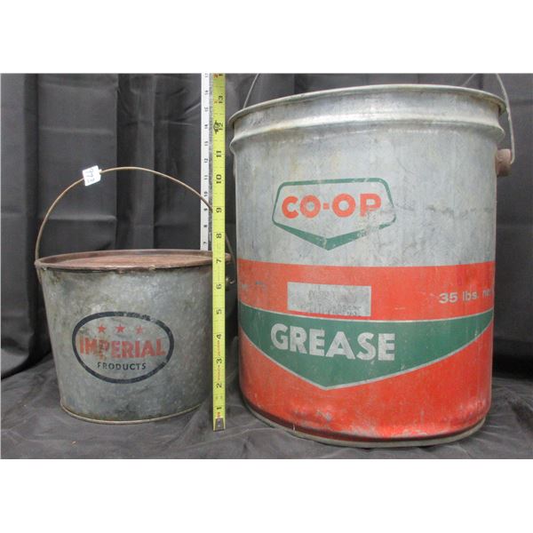 CO-OP and Imperial 3 star grease pails