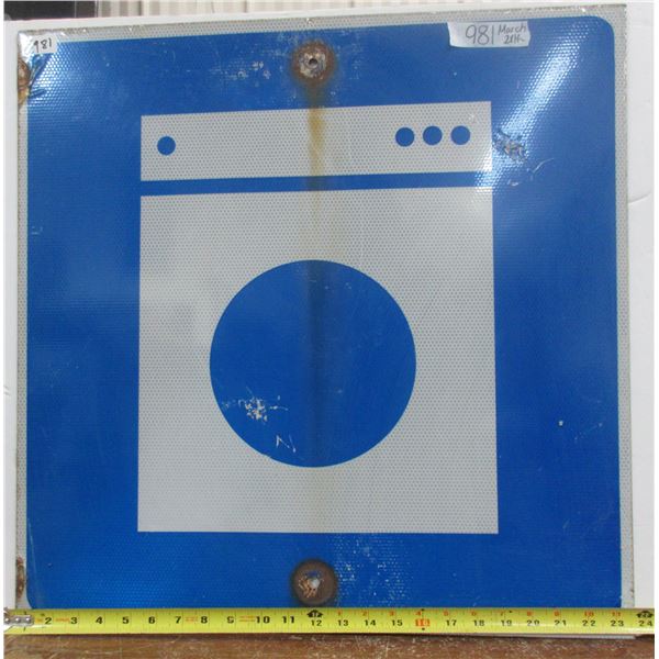 Laundry Ahead Metal Highway Sign