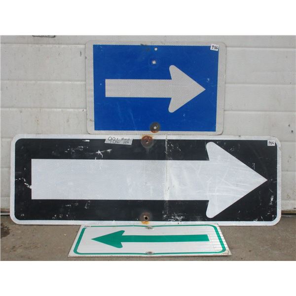 3 Different Arrow Metal Highway Signs