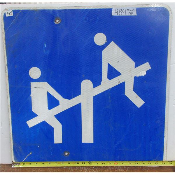 PlayGround Ahead Metal Highway Sign