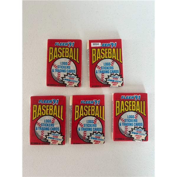 1991 Fleer Baseball Card Unopened Wax Packs (5)