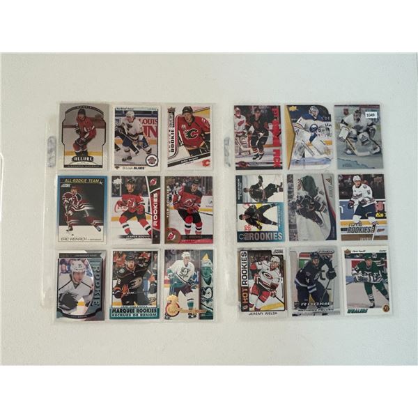 Assorted Rookie Cards - 2 Sheets (18 Hockey Cards)
