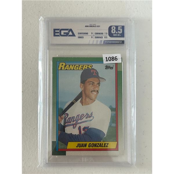 Juan Gonzalez -  Topps Baseball Rookie Card - Graded Near Mint / Mint +