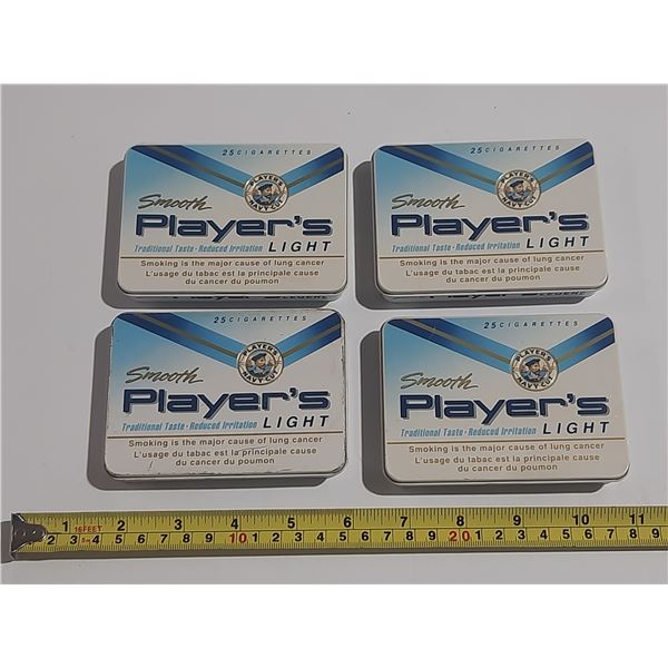 (4) Players Light  Cigarettes Tins.