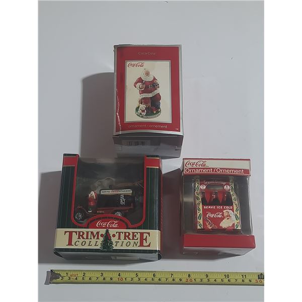 (3) Coca Cola Ornaments.