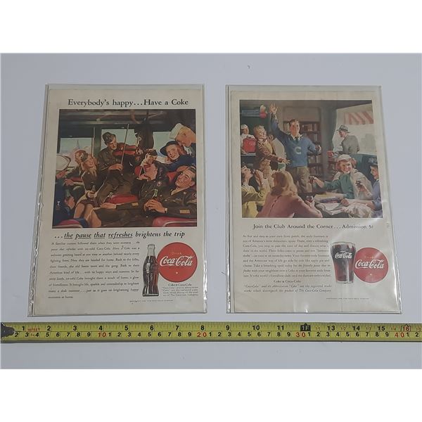 (2) Vintage Coca Cola Advertisment Mini Prints.