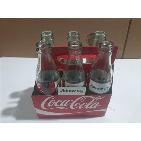 (6) Fobeys 100 Years Congratulations on 100 Years of Business from Coca Cola Empty Bottles.