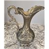 Image 1 : Vintage made in Italy 7" floral design footed brass pitcher/vase.