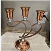Image 1 : Vintage Venitian copper 3 - arm candelabra. Copper with silver accents. 7 1/2" tall, 6 1/2" wide.  1
