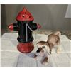 Image 1 : Dog and fire hydrant porcelain salt and pepper shakers. 1950s. Kitchy salt & pepper.  Marked Japan. 