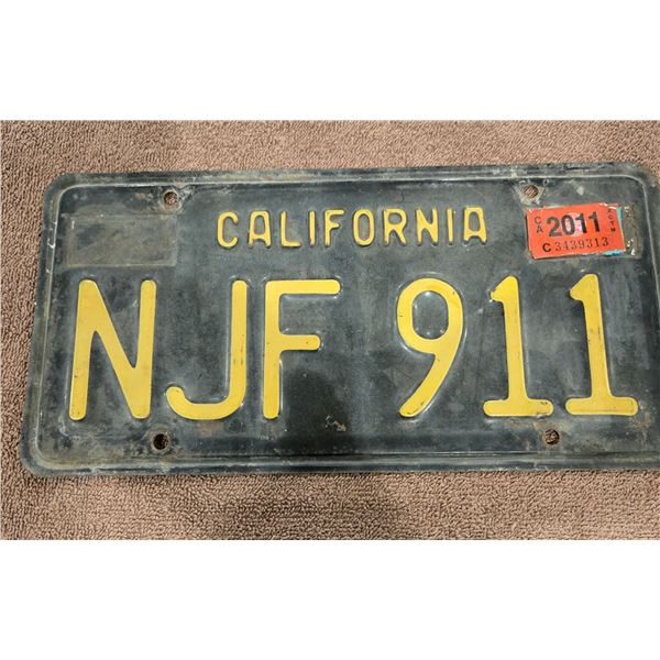 California licence plate.ornate brass