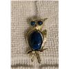 Image 1 : Vintage "Jelly Belly" owl brooch, Gerry's jewellery. 1 1/2' tall. Blue turquois stone for the belly,