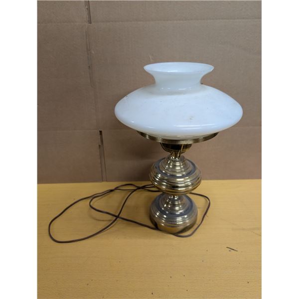 Vintage Lamp w/ Milk Glass Shade 16" (Works)