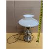 Image 2 : Vintage Lamp w/ Milk Glass Shade 16" (Works)