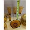 Image 2 : Lot of Amber Glass Coloured Glasses and Dishes as Shown