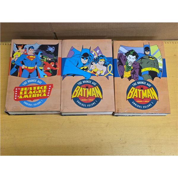 3 bronze age omnibus comic books- justice league and batman
