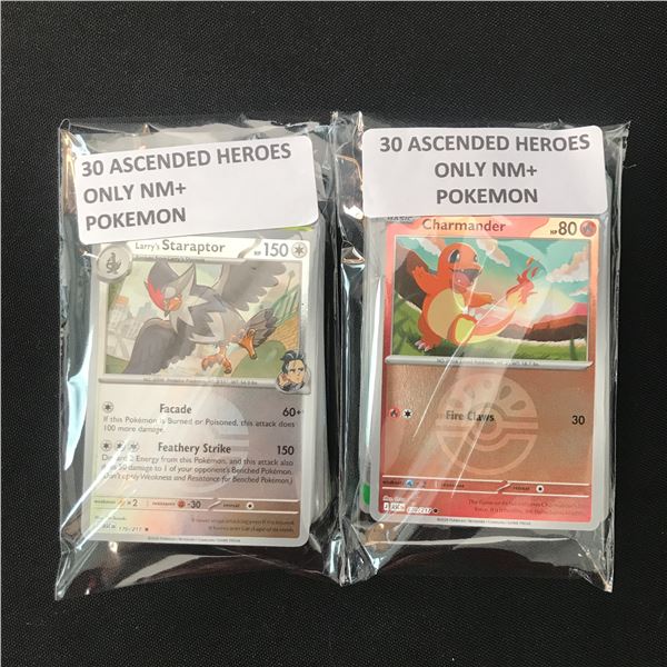 LOT OF 2 POKEMON TCG 30  X 2 ASCENDED HEROES ALL NM+