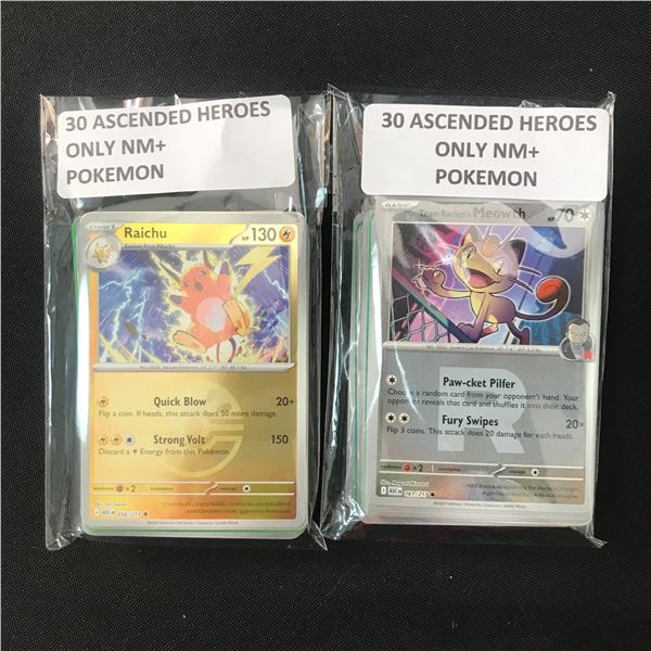 LOT OF 2 POKEMON TCG 30  X 2 ASCENDED HEROES ALL NM+