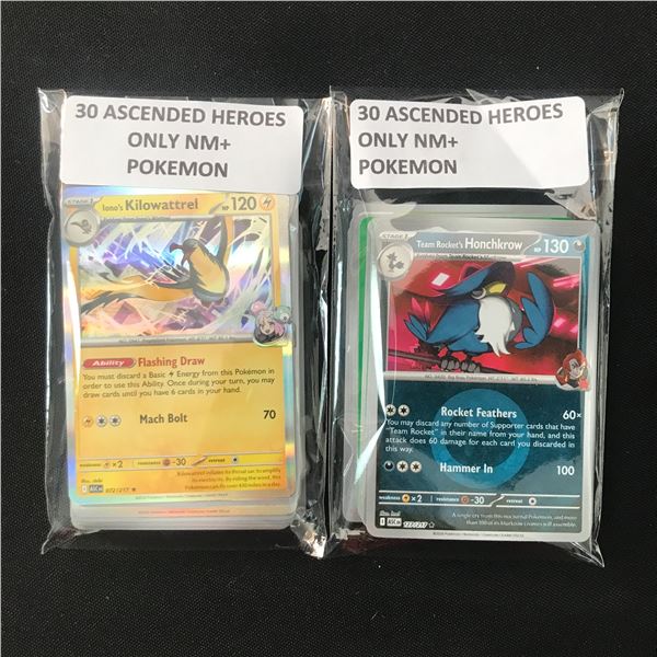 LOT OF 2 POKEMON TCG 30  X 2 ASCENDED HEROES ALL NM+