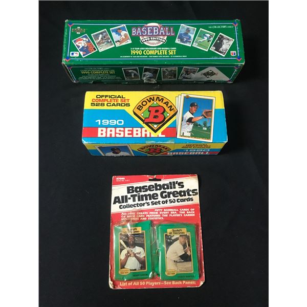 LOT OF 2 BOXES OF BASEBALL CARDS AND BASEBALL'S ALL TIME GREATS COLLECTORS SET OF 50 CARDS