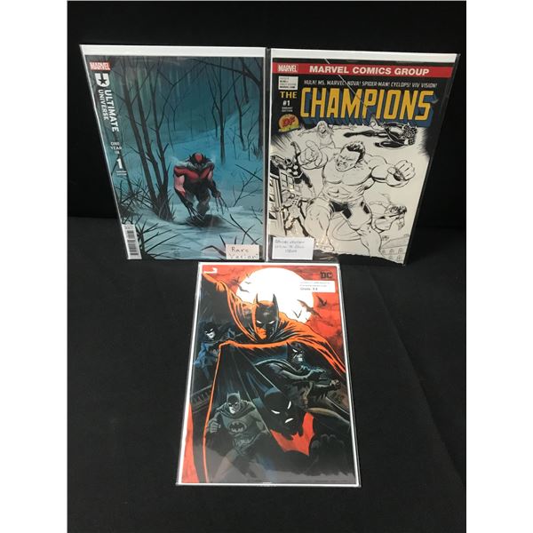 LOT OF 3 COMICS INCLUDING 2 X #1'S - MARVEL AND DC
