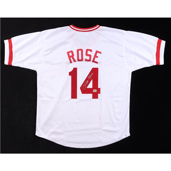 PETE ROSE SIGNED #14 HIT KING BASEBALL JERSEY - FITERMAN SPORTS COA