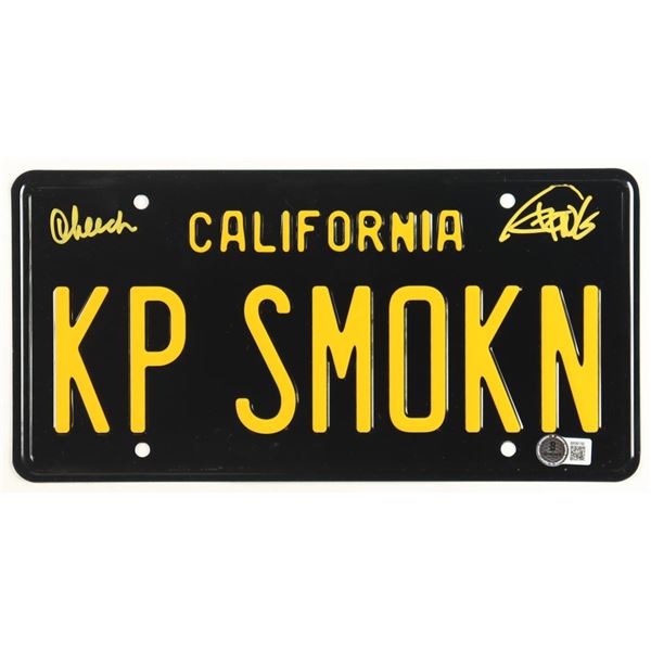 CHEECH AND CHONG DUAL SIGNED KP SMOKN LICENSE PLATE - BECETT COA