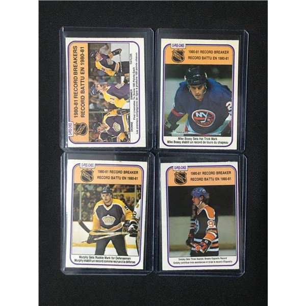 LOT OF 4 1980-81 OPC RECORD BREAKERS HOCKEY TRADING CARDS