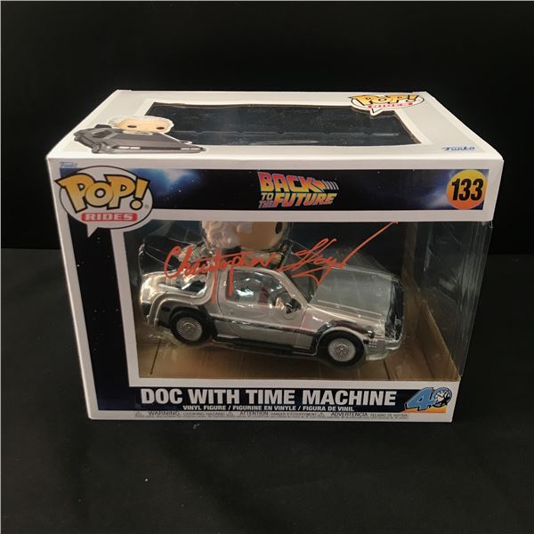 CHRISTOPHER LLOYD SIGNED DOC WITH TIME MACHINE FUNKO POP - WWOC COA