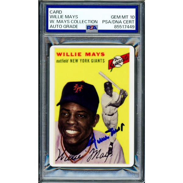 1954 TOPPS WILLIE MAYS SIGNED BASEBALL TRADING CARD - PSA GRADE 10