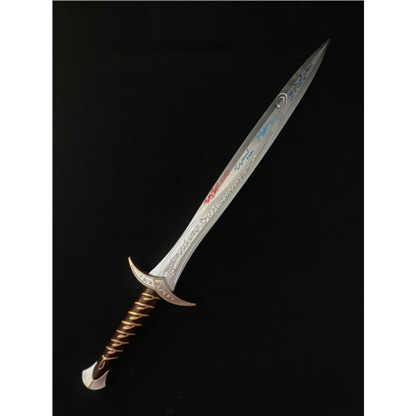 ASTIN, WOOD, BOYD & MONAGHAN HOBBITS SIGNED LORD OF THE RINGS SWORD - WWOC COA