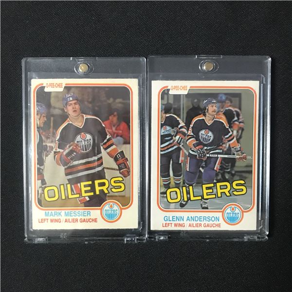 LOT OF 2 1981-82 OPC EDMONTON OILERS TRADING CARDS - MARK MESSIER & GLEN ANDERSON