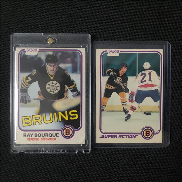 LOT OF 2 1981-82 OPC HOCKEY TRADING CARDS FEATURING RAY BOUQUE