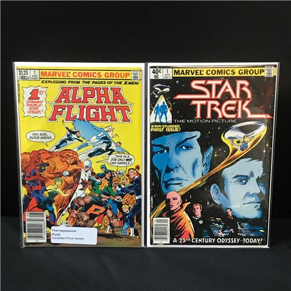 LOT OF 2 #1 COMICS - Star Trek AND ALPHA FLIGHT - MARVEL COMICS