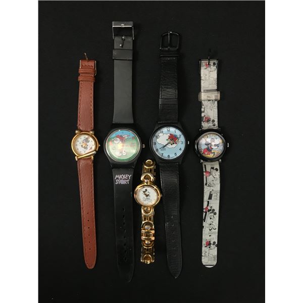 LOT OF 5 MICKEY MOUSE WATCHES