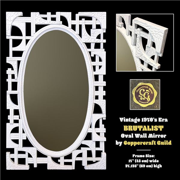 1970’S ERA BRUTALIST OVAL WALL MIRROR SCULPTURE