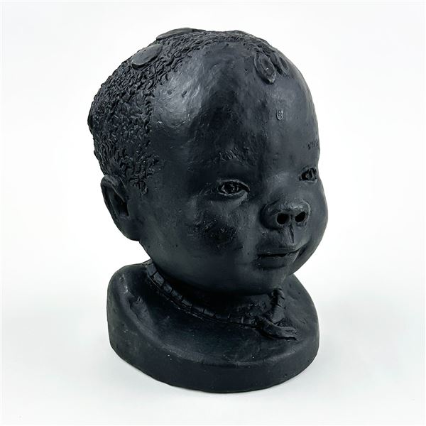 AFRICAN CHILD ART SCULPTURE MOSES CLAY HEAD BUST